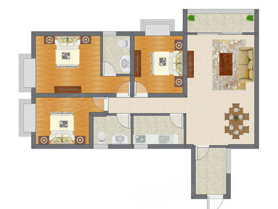3室2厅 124.85平米户型图