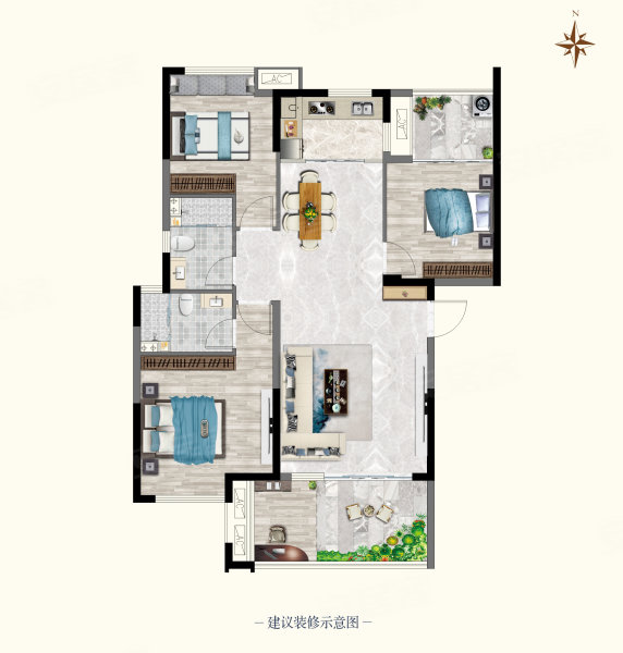 岳麓青城(新房)4室2厅2卫115㎡南64万