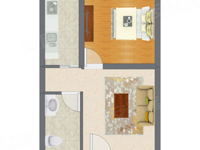 1室1厅 51.12平米户型图