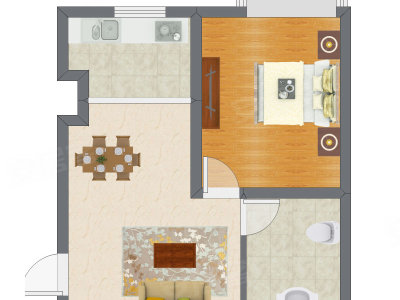 1室2厅 55.00平米户型图