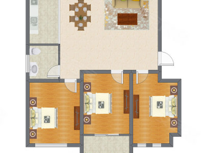 3室2厅 108.77平米