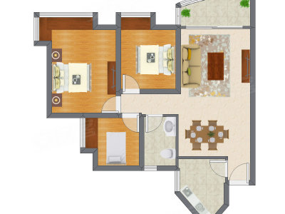 3室2厅 79.44平米