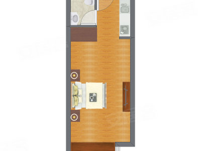 1室0厅 35.51平米户型图