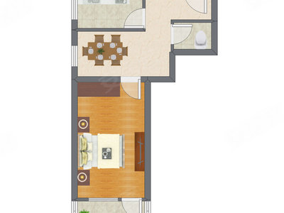 1室1厅 48.12平米户型图