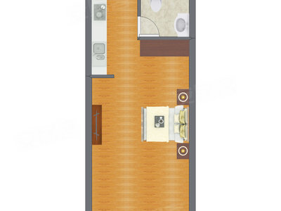 1室0厅 33.74平米户型图