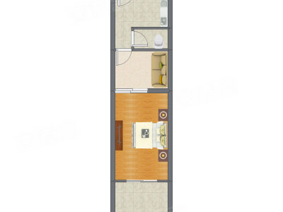 1室1厅 27.60平米户型图