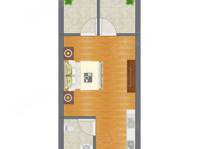 1室0厅 55.84平米户型图