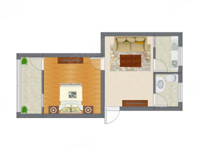 1室1厅 36.16平米户型图