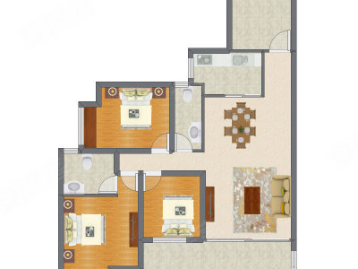 3室2厅 92.55平米户型图