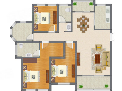 3室2厅 96.28平米
