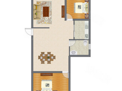 2室2厅 72.20平米户型图
