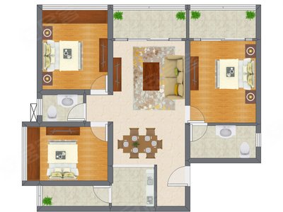 3室2厅 99.12平米