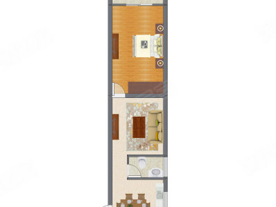 1室1厅 47.00平米户型图