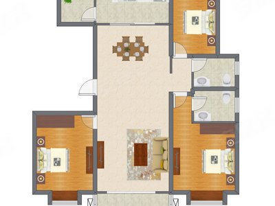 3室2厅 153.00平米
