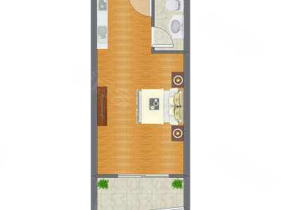 1室0厅 40.08平米户型图