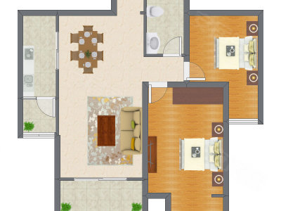 2室2厅 96.45平米户型图