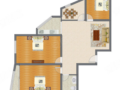 3室2厅 150.37平米户型图