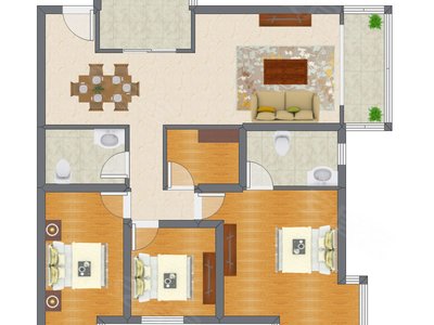 3室2厅 133.00平米