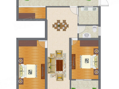 2室1厅 69.54平米