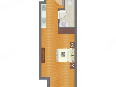 1室0厅 54.84平米户型图