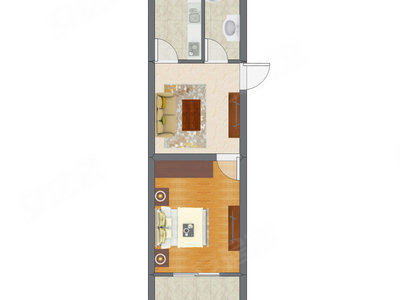 1室1厅 32.05平米户型图