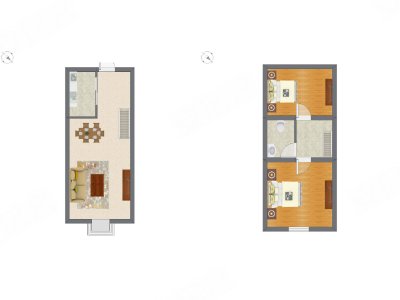 2室2厅 45.30平米