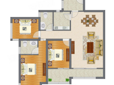 3室2厅 120.11平米户型图
