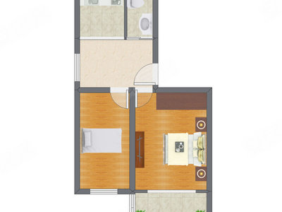 2室1厅 54.18平米户型图