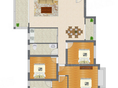 3室2厅 134.87平米