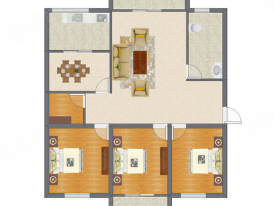 3室2厅 133.80平米户型图