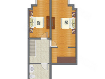 2室2厅 40.67平米