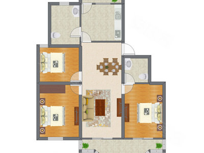 3室2厅 123.90平米