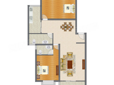 2室2厅 131.60平米户型图