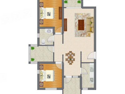 2室2厅 110.76平米户型图
