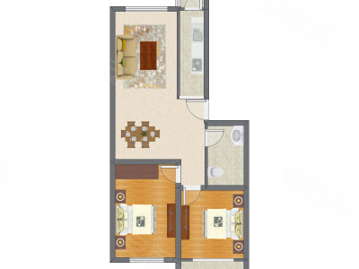 2室2厅 96.39平米户型图