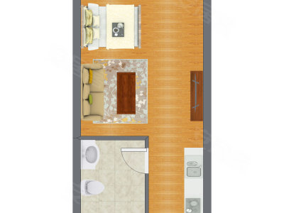 1室1厅 26.32平米户型图