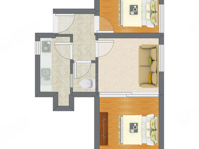 2室1厅 47.47平米