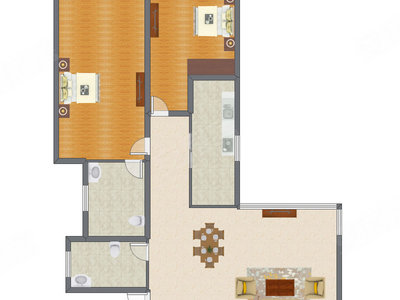 2室2厅 139.06平米户型图