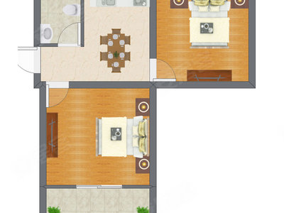 2室1厅 38.01平米户型图
