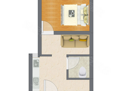 1室1厅 29.00平米户型图