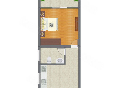 1室1厅 39.34平米