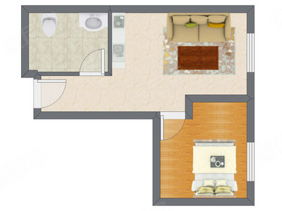 1室1厅 49.55平米