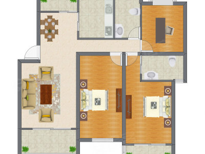 3室2厅 130.58平米