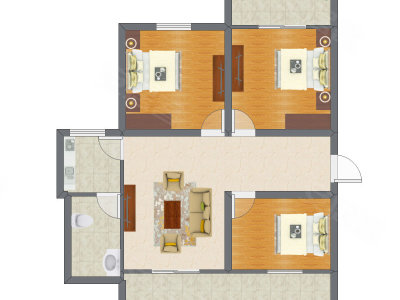 3室1厅 76.32平米
