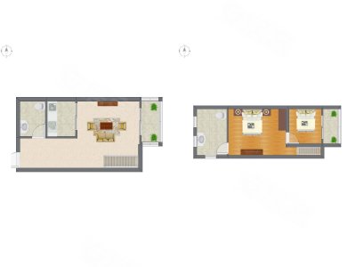 2室1厅 47.30平米户型图