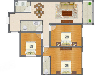 3室2厅 88.77平米户型图