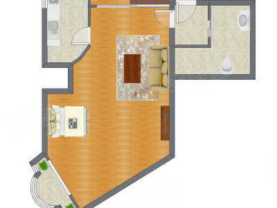 1室0厅 97.44平米户型图