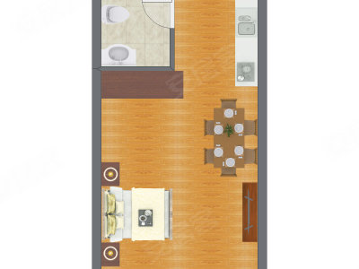 1室1厅 41.27平米户型图