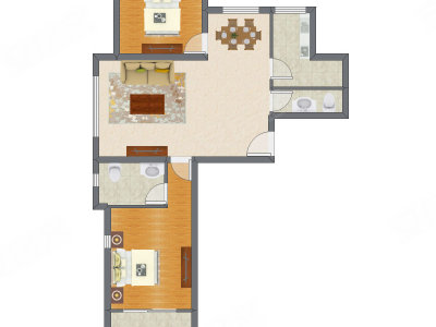 2室2厅 103.91平米户型图
