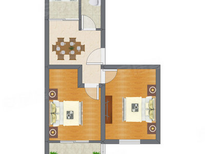 2室1厅 58.05平米